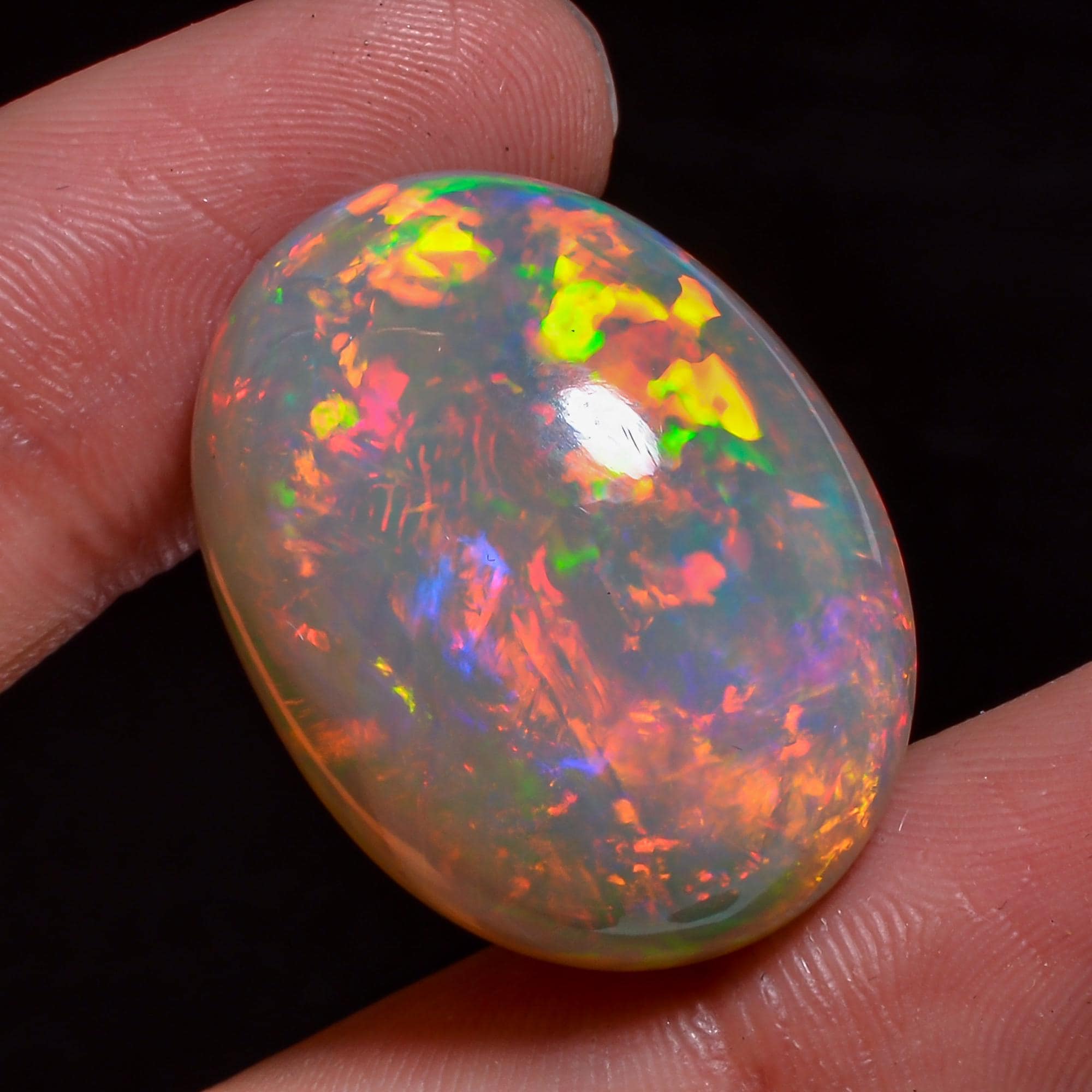 one of a kind natural ethiopian opal oval shape cabochon loose gemstone